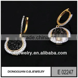 Fashion Dubai Gold Jewelry Earring Heart Shape Hook Designs/clear Crystal Earring thumbnail-5