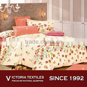 Home Textile Rose Floral Print Beige Duvet Cover Bedding Set for Girls Coral Sheets Set thumbnail-1