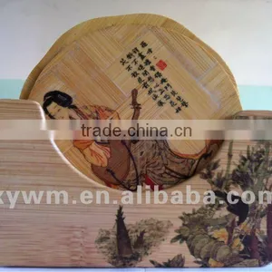 Set of 6 Vintage Bamboo Dinner Pads China Chinese Picture Asian Style Coaster thumbnail-1
