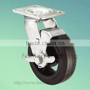 100mm Iron Core Rubber Wheel Industrial Caster With Stop thumbnail-1