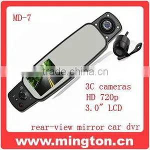 3 Cameras HD720P Rear-View Mirror Car Dvr Camera thumbnail-1