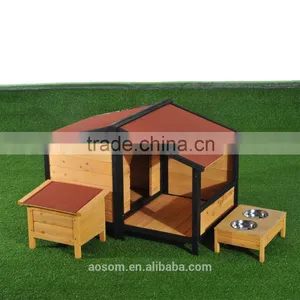 Pawhut Small Elevated Dog House With Opening Roof thumbnail-2