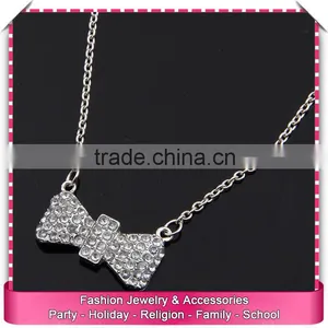 Imitation Crystal Pendant Long Necklace, Low Price Pure Imitation Silver Chain Necklace thumbnail-1