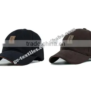 Sandwich Cotton Twill Fabric With Embossed Brown Rubber Badge Logo on Front and Hook and Loop Back Sports Baseball Caps thumbnail-2