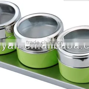 Stainless Stell Spice Jar Set With Powder Spraying,metal Spice Jar Set Condiment Set,set of 3 Pepper Container, thumbnail-1
