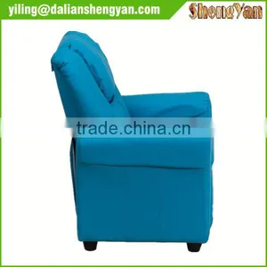 Contemporary Light Blue Kids Recliner With Cup Holder and Headrest thumbnail-4