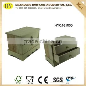 Unfinished Pine Wood Box With Drawers Desktop Organizer thumbnail-1