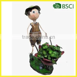 YS12197 Metal Boy Garden Doll Planter With a Cart Pot thumbnail-1