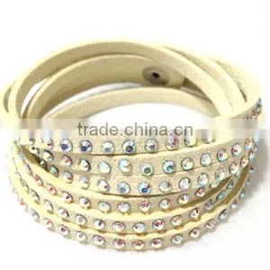 High Quality Bracelet, PU Leather Bracelet With Crystal Gem Decoration thumbnail-1