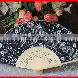 Cheap Fabric Hand Fan With Bamboo Ribs for Promotion thumbnail-1