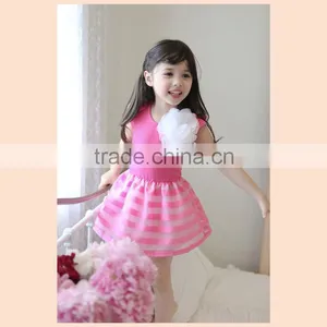 2015 Summer Girls Dress Girls Cute Princess Stripe Dress 3D Flower Boutique Party Costume Children Clothes Dress for Girl thumbnail-5