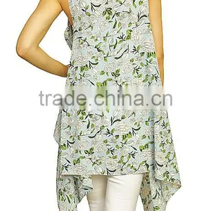 Summer Beach Wear Sleeveless Sexy Vest Flower Printed Cover up Lady Kimono Style Polyester Vintage Boho Clothing thumbnail-5