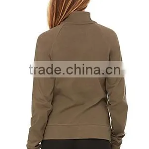 Custom Jacket Manufacturers Women's Long Raglan Sleeves Zipper Cotton Spandex Jacket thumbnail-3