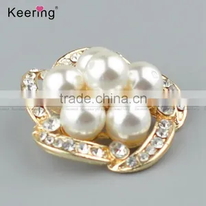 Keering-style Hotsale Flower Rhinestone Pearl Button Pins for Garments WBK-1476 thumbnail-3
