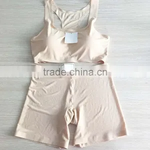 Nude Color Laser Cut Ladies Sports Bra Set With Removable Pad thumbnail-1