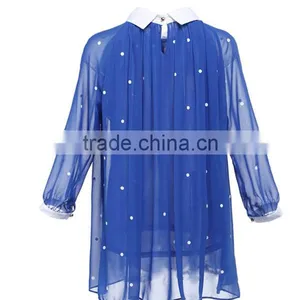 2015 Fashion Polyester Doule Layer Long Sleeves Direct Manufacturer High Quality Design of Office Blouses thumbnail-3
