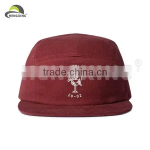 Corduroy 5 Panel Hat/embroidery Hat thumbnail-1