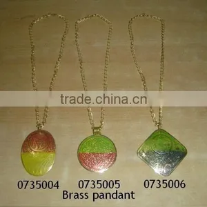 Metal Enamel Pendant Necklace thumbnail-1