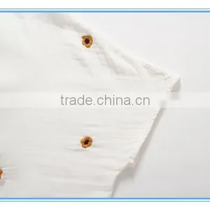 Half Sleeves V Neck Cotton Embroidery Breathable Fashion Lady Shirt thumbnail-3