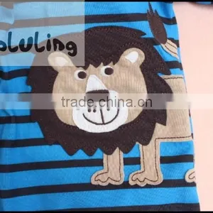 100% Cotton Baby Striped Lion Aniaml Printed Footed Pajamas, Boys Pajamas With Feet Wholesale thumbnail-2