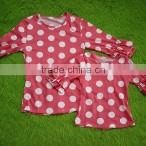 Bokun Factory Custom Made Women Clothing Polka Dots Pattern Blouse Mom and me Summer Shirts thumbnail-1