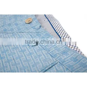 Hot Sale New Model Woven Patch Inside Turning Leg Light Blue Cool Design Men Cotton Short Pants thumbnail-5