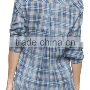 2015 Latest Girls Blouse Designs Women Shirts New York Casual Style Fashion Plaid thumbnail-2