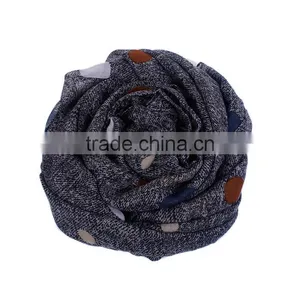 Voile Scarves & Wraps Rectangle Black Light Brown Dot Wholesale Scarves thumbnail-3