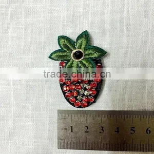 High Quality Rhinestone Beaded Pineapple Hawaiian Tropical Fruit Plant Beaded Iron On Applique Patch thumbnail-1