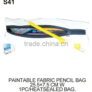 WHITE FABRIC BAG (S41) PAINTABLE FABRIC PENCIL BAG thumbnail-1