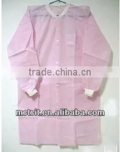 Disposable PP Pink Color Girls Lab Coat With Knitted Collar & Knitted Cuff & Buttons thumbnail-1