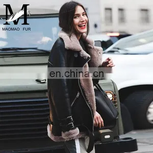 2016 Newest European Genuine Sheepskin Ladies Winter Coat Short Women Real Leather Coat thumbnail-5