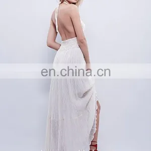 High Qaulity Lace Trim Cream Maxi Evening Dress ,fashion Woman Party Dress thumbnail-4