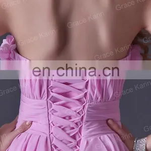 Grace Karin Strapless Short Pink Bridesmaid Dress With Flowers CL3469 thumbnail-3