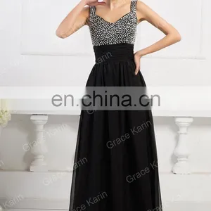Newest Grace Karin Long Chiffon Beaded Elegant Purple Evening Dresses 2015 CL4104-4 thumbnail-5