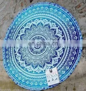 Indian Elephant Round Mandala Yoga Tapestry Boho Beach Throw Towel thumbnail-1