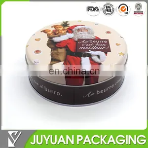 Christmas Gift Printed Round Metal Tins Boxes Round Tin Containers thumbnail-1