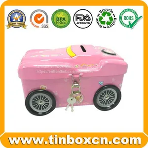 Metal Tin Coin Bank With Lock Saving Money Box for Gift thumbnail-2
