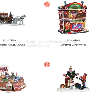 European-style Christmas Decoration Fiber LED Rotating Octave Music House Resin Handicraft Decoration House Resin Crafts Decoration thumbnail-5