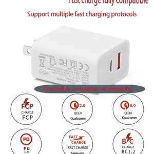 Mobile Phone Chargers, QC3.0 + PD Type C Accessories EU/US Travel Adapter OEM Service thumbnail-5