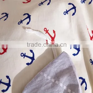 Fashion White Color Cotton Bedsheet Set Anchor Printed 4 Pcs Queen Size Kids Bedding Set thumbnail-5