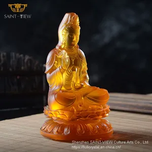2022 Latest New Design Crystal Art Liuli Kwan Yin Female Buddha Statue Accept Custom Size thumbnail-4