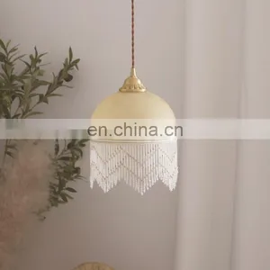 Luxury Metal Pendant Lighting For Bedroom Handmade Leaves Modern Cylinder Chandelier Lamp thumbnail-3