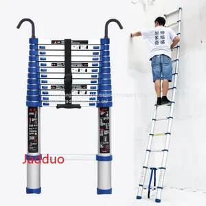 Single Blue Telescopic Ladder With Hook thumbnail-1