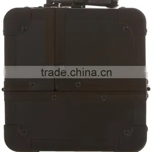 Aluminum Makeup Train Case, Travel Cosmetic Box With Trays, Mirror and Shoulder Strap,Black Aluminum Makeup Jewlery Case thumbnail-2