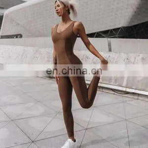 Ready To Ship Long Length One Piece Ladies Dance Bodysuit Cross Back Straps Fitness Gym Yoga Jumpsuit Activewear For Women thumbnail-4