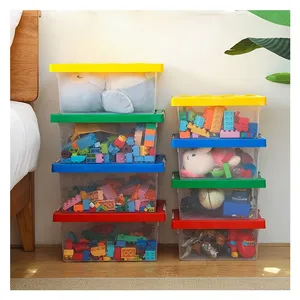 Clear Plastic Storage Bins With Lids 3 Size Craft Storage Container Sensory Bin Organizing Containers for Home Office thumbnail-2