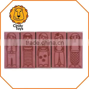 Wooden Rubber Stamps What's up - With the Girls ? 5 Pcs for Kids thumbnail-4