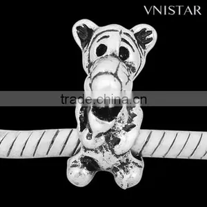 Wholesale Vnistar Antique Silver Plated European Beads Lovely Tiger Shaped Large Hole Metal Beads thumbnail-1