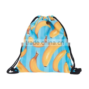 New Design 3D Printed Banana Custom Produce Blue Drawstring Bag thumbnail-1